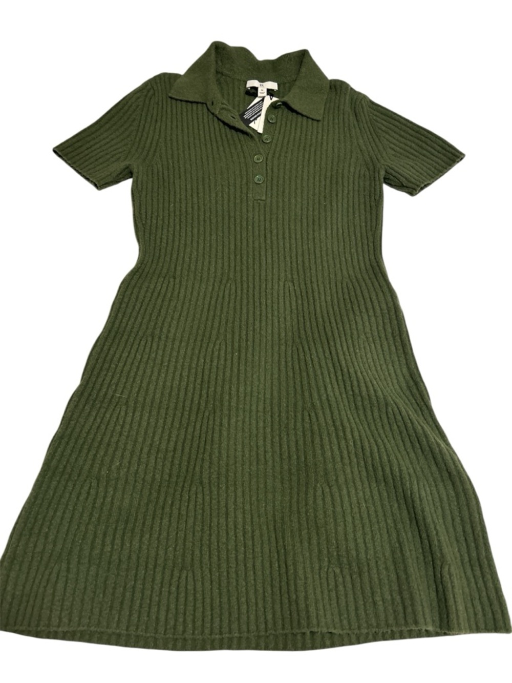 Banana Republic Olive Green Ribbed Polo Midi Dress